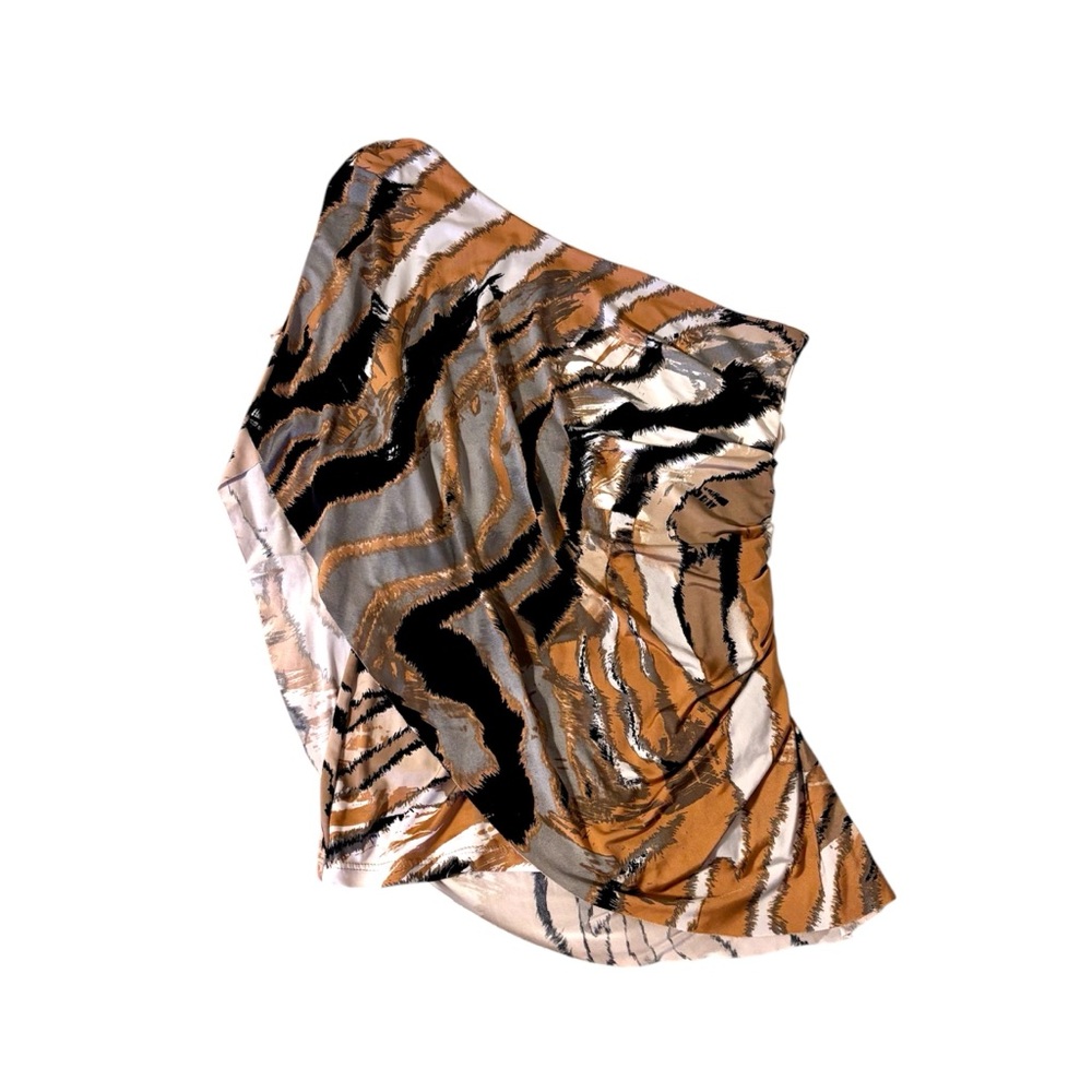 Abstract Patterned one shoulder Top